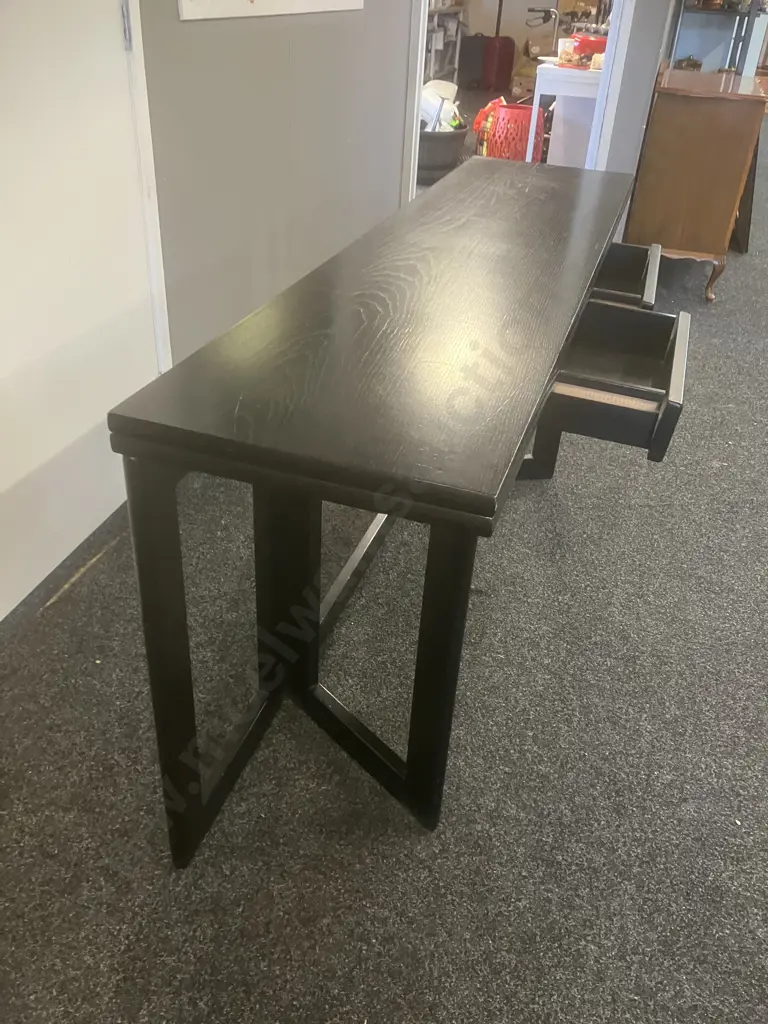 Ikea Black Console / Dining Table, 2 Drawer. H74 W160 D40 - 80cm Image 1++