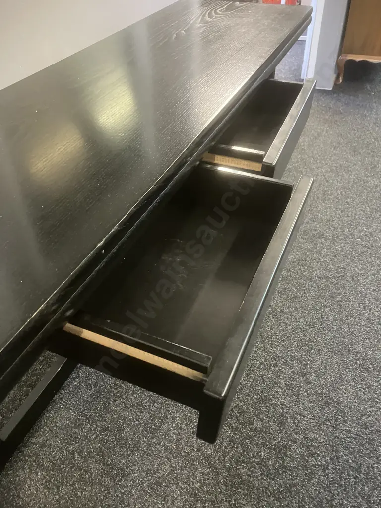 Ikea Black Console / Dining Table, 2 Drawer. H74 W160 D40 - 80cm Image 1++