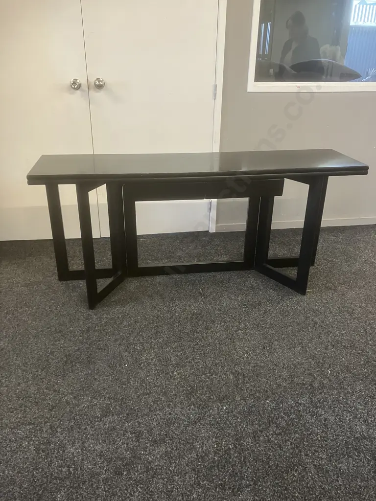 Ikea Black Console / Dining Table, 2 Drawer. H74 W160 D40 - 80cm Image 1++