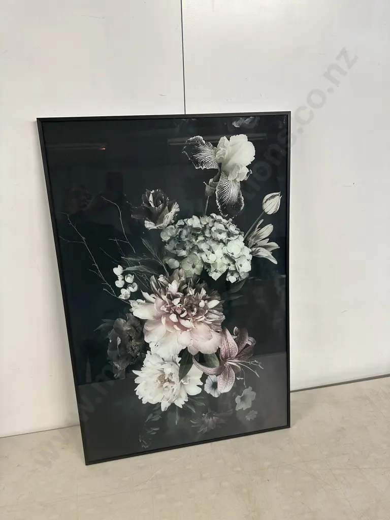 Black Framed Floral Artwork H90 W60cm. Image 1++