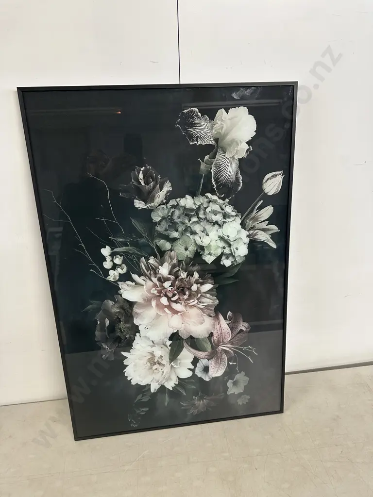 Black Framed Floral Artwork H90 W60cm. Image 1++