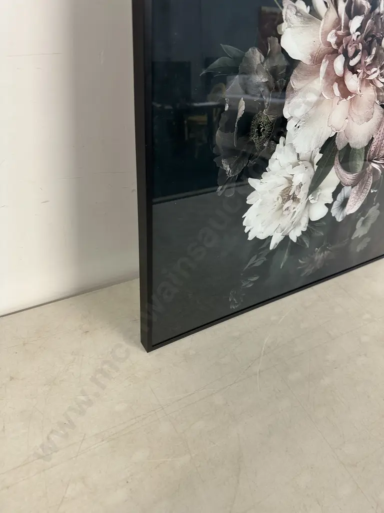 Black Framed Floral Artwork H90 W60cm. Image 1++