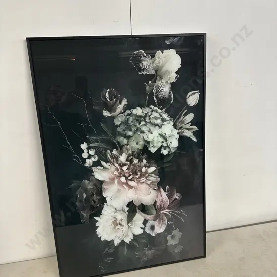 Black Framed Floral Artwork H90 W60cm.
