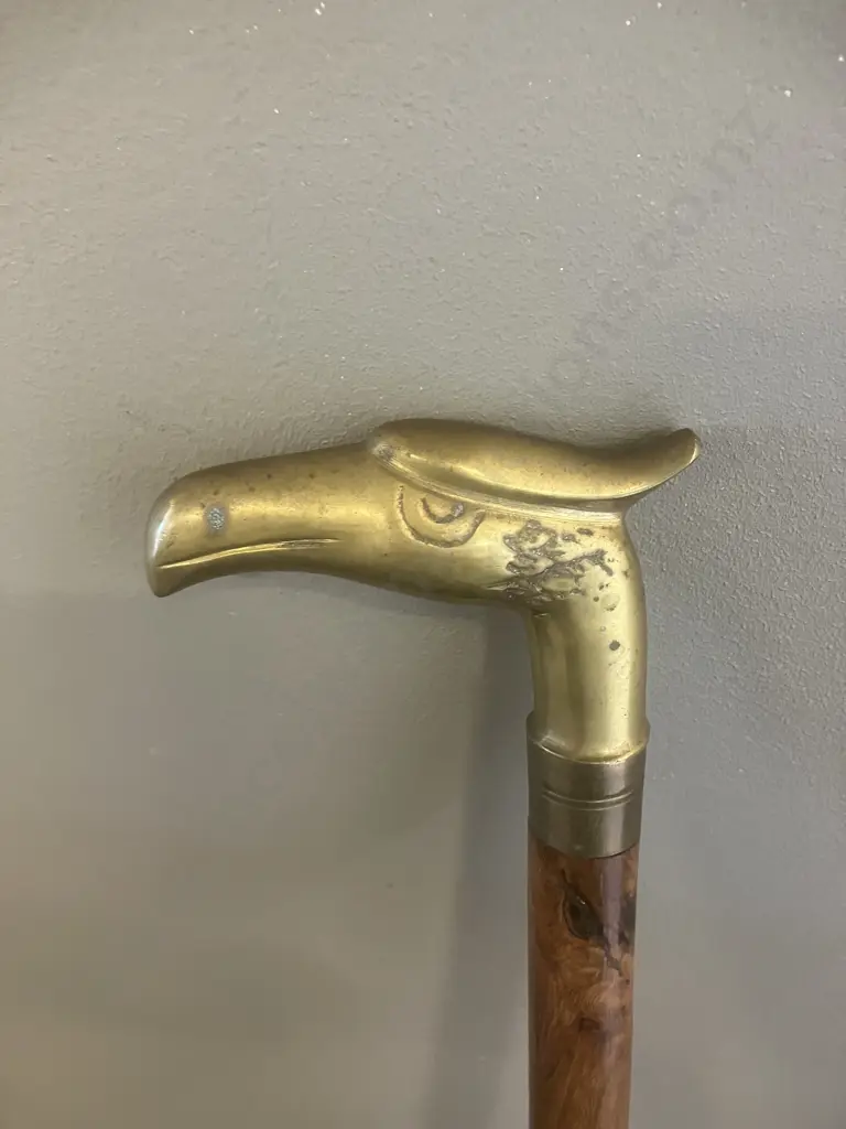Walking Stick With Brass Eagle Head Handle. 93cm Image 1++