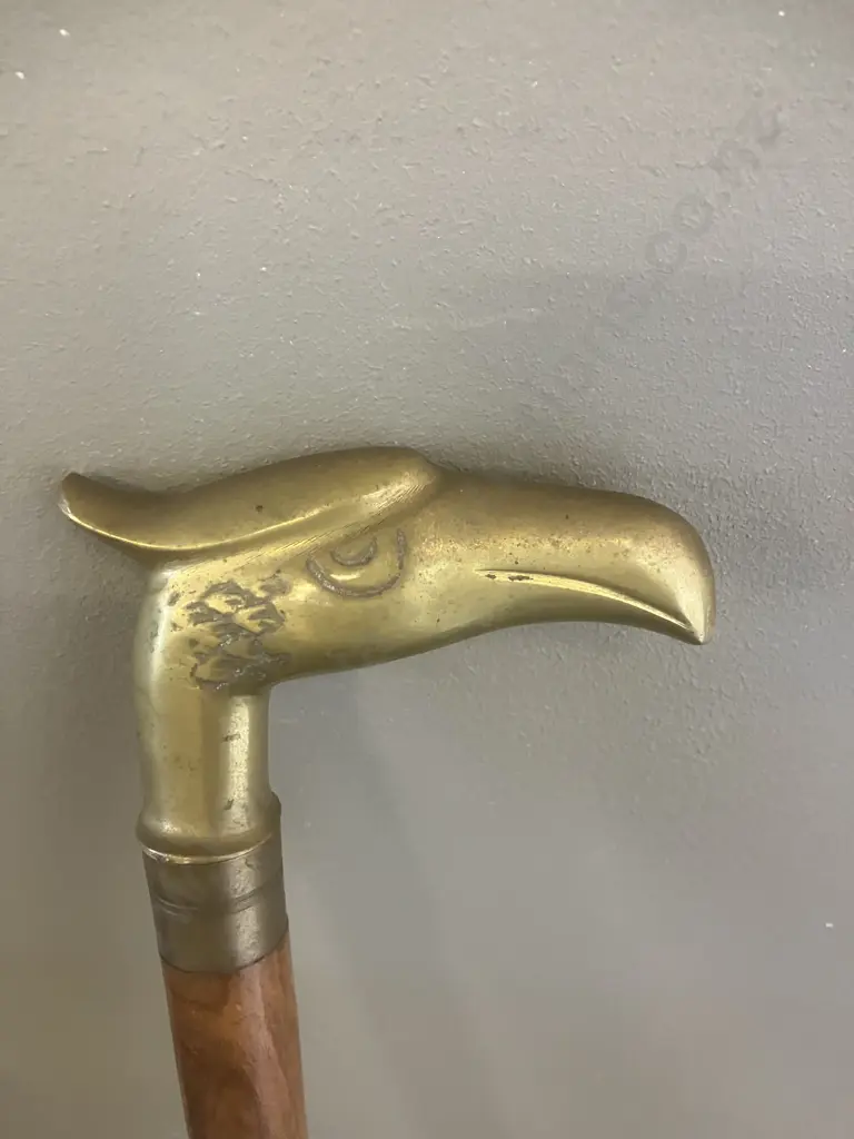 Walking Stick With Brass Eagle Head Handle. 93cm Image 1++