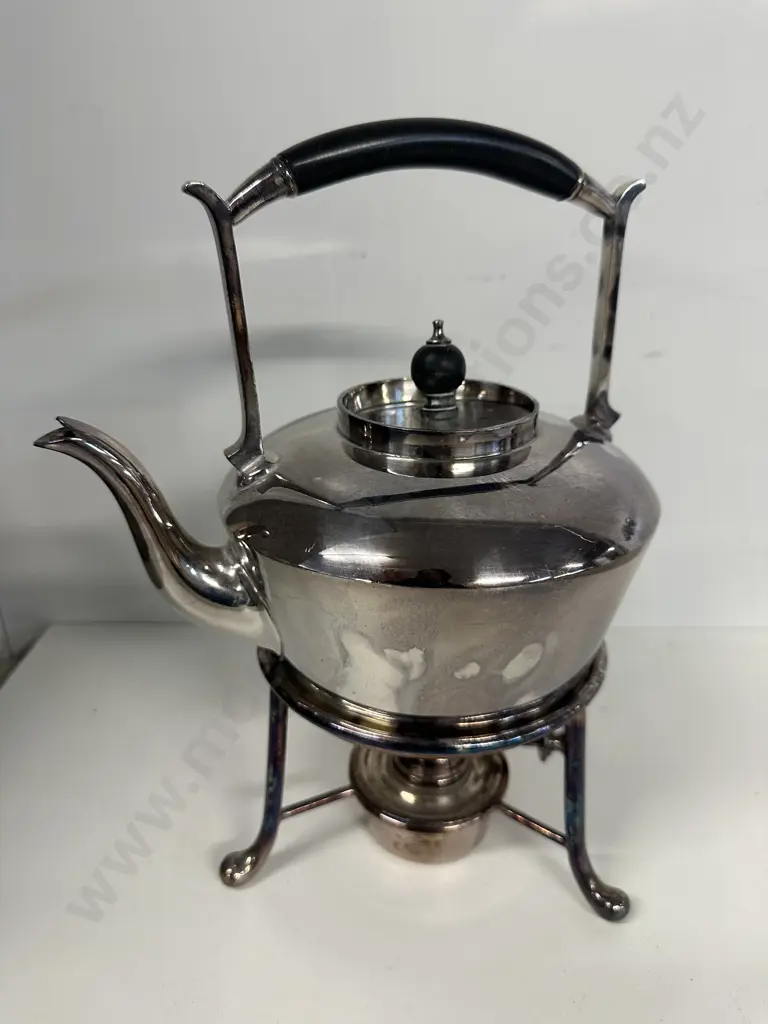 Antique Sheffield Silver Plated Kettle On Stand With Burner Image 1++