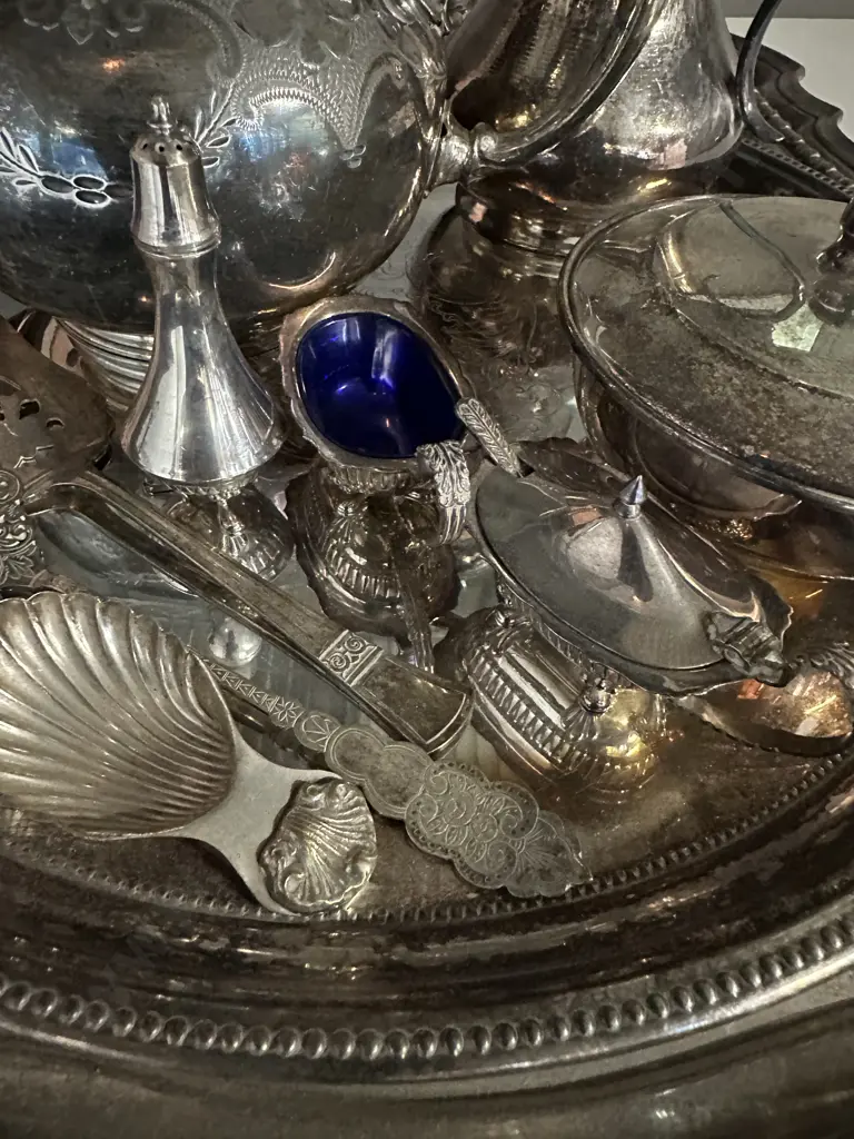 Antique Sheffield Silver Plated Kettle On Stand With Burner Image 1++