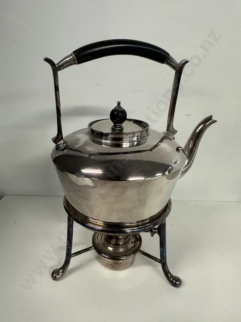 Antique Sheffield Silver Plated Kettle On Stand With Burner Image 1++