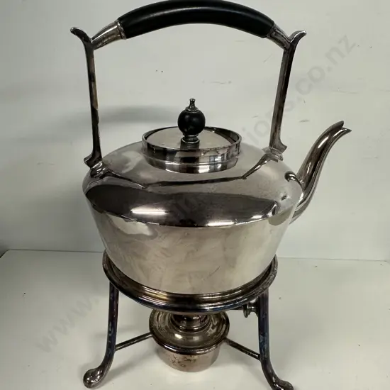 Antique Sheffield Silver Plated Kettle On Stand With Burner