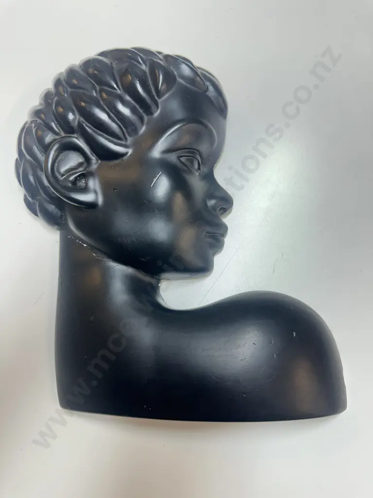 Mid-Century Matte Black Ceramic Wall Plaque 80 x 21cm (AF) Image 1++