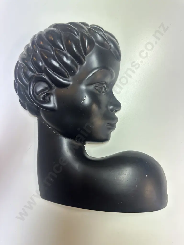 Mid-Century Matte Black Ceramic Wall Plaque 80 x 21cm (AF) Image 1++