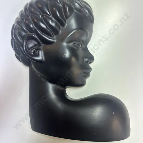 Mid-Century Matte Black Ceramic Wall Plaque 80 x 21cm (AF)