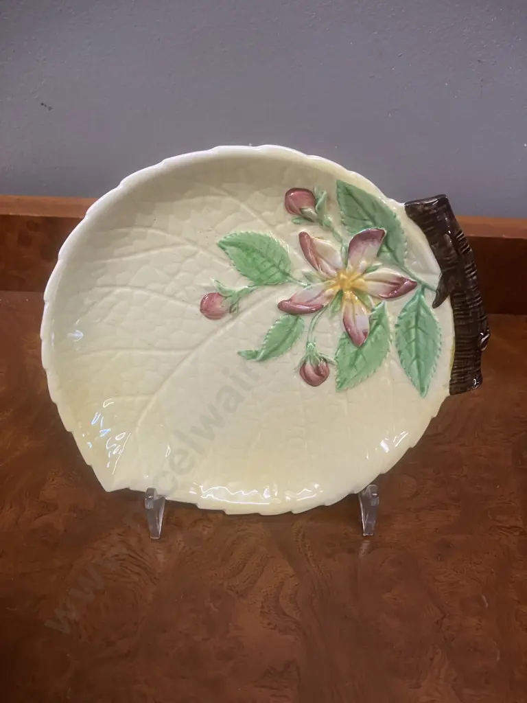 Carlton Ware Yellow Apple Blossom Salad Bowl, Leaf Shaped Footed Dish & Plate c1940's, Australian Design Image 1++