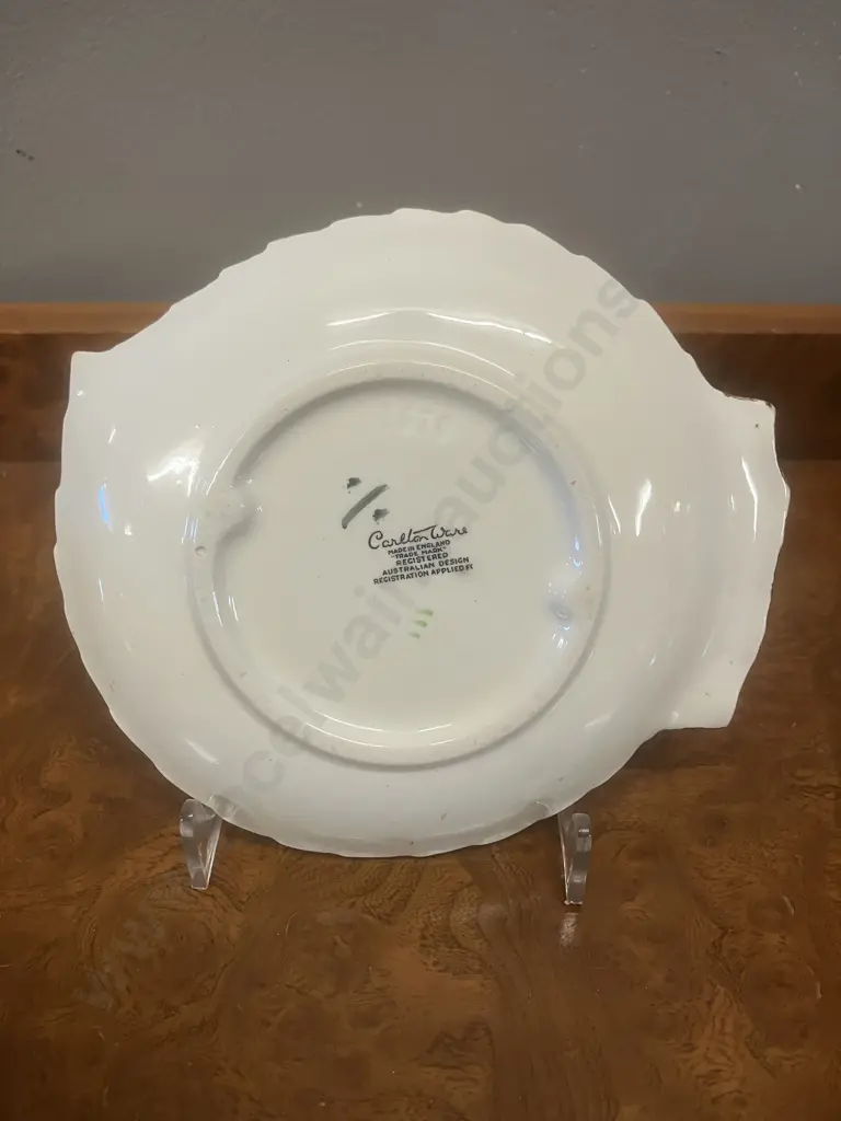 Carlton Ware Yellow Apple Blossom Salad Bowl, Leaf Shaped Footed Dish & Plate c1940's, Australian Design Image 1++