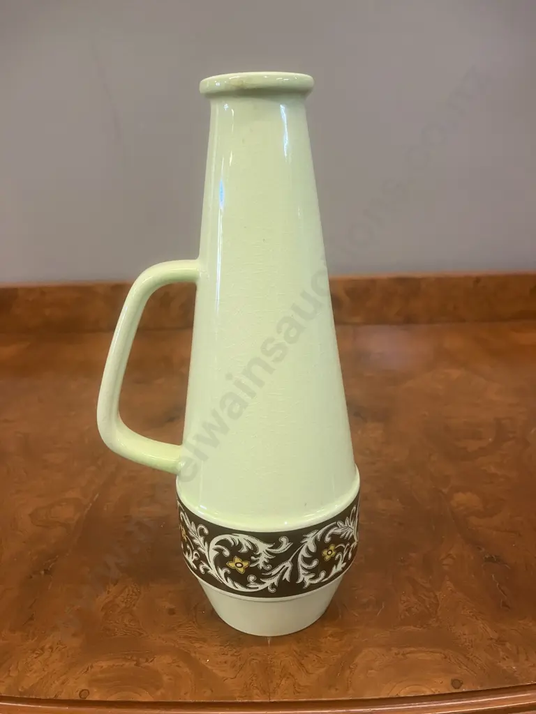 Carlton Ware MCM Vinegar Bottle, Green and Brown Pattern Without Stopper. 18.5cm Image 1++