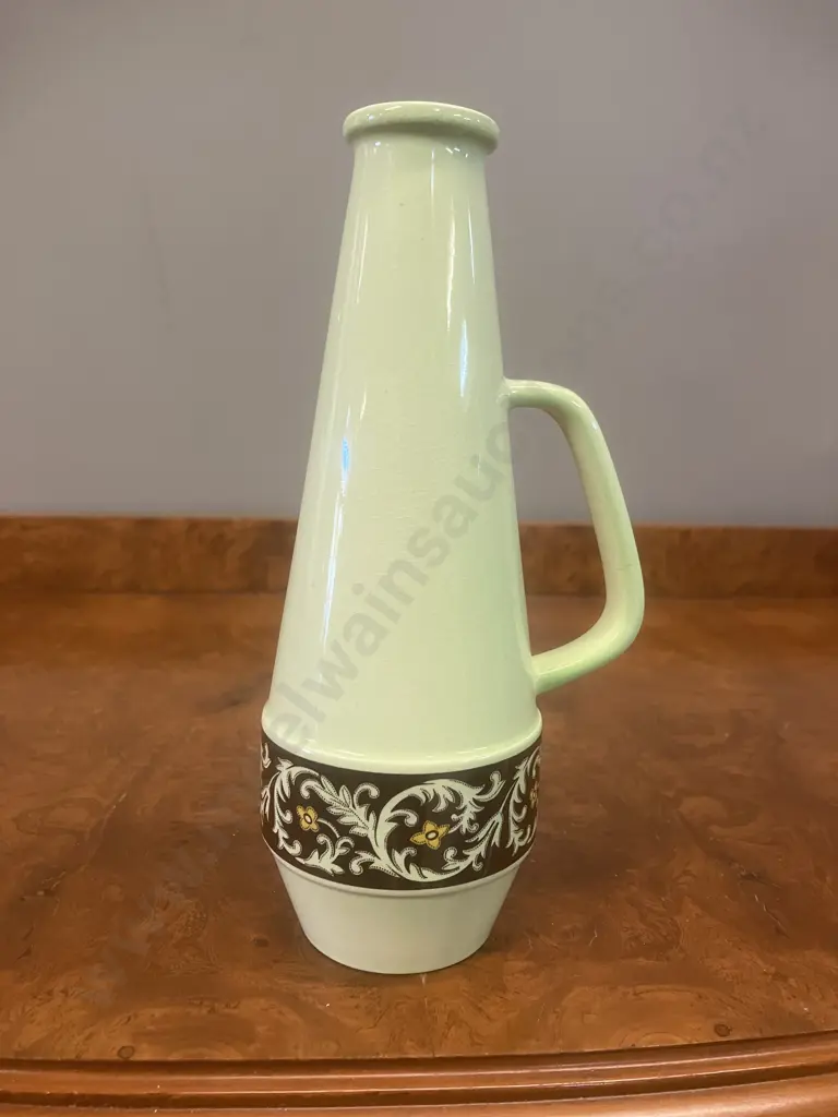 Carlton Ware MCM Vinegar Bottle, Green and Brown Pattern Without Stopper. 18.5cm Image 1++