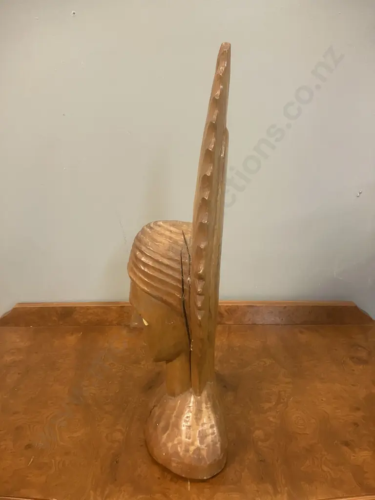 Vintage Hand Carved Wooden Bust With Conch Shell Eyes. 49cm Image 1++
