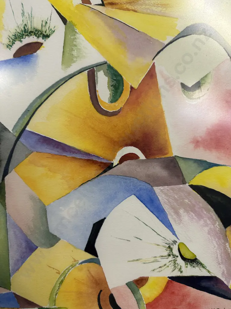W Schulz Abstract Watercolour, Signed & Framed 52 x 44cm Image 1++