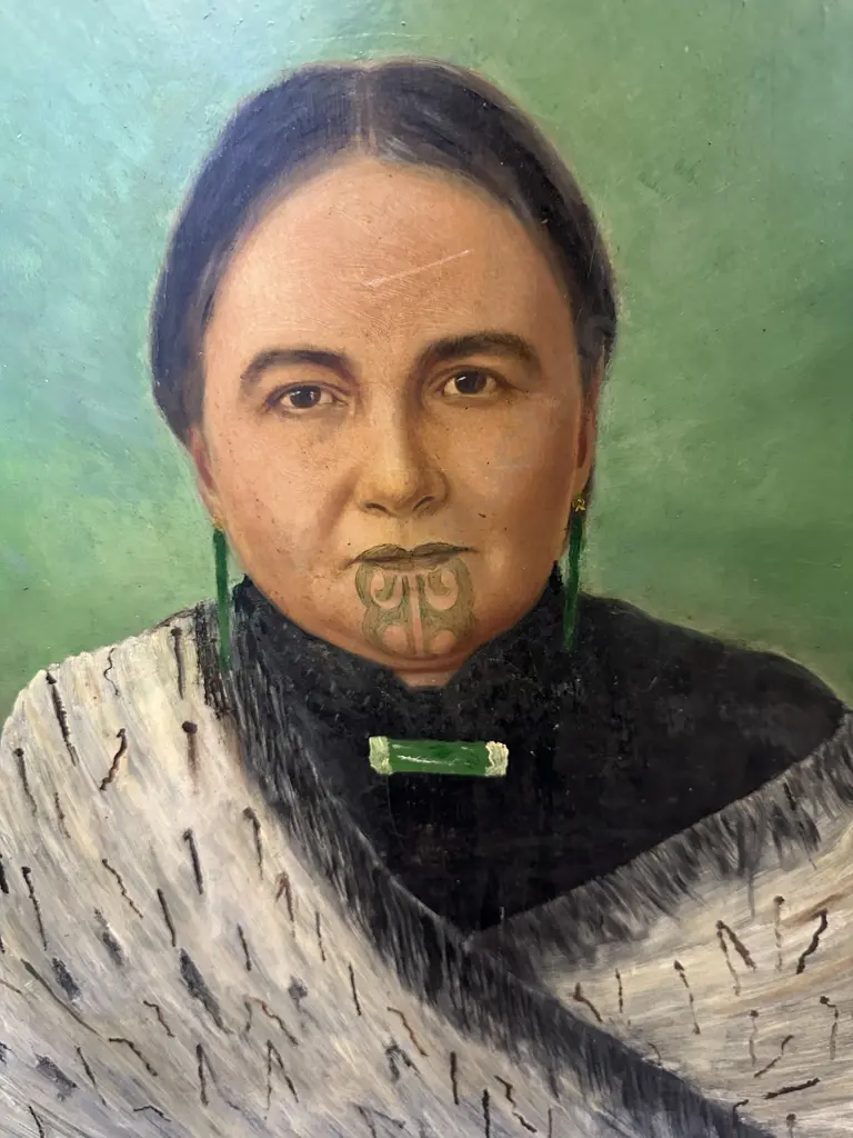 Original Artwork of a Maori Woman With Moko. 49 x 38cm Image 1++