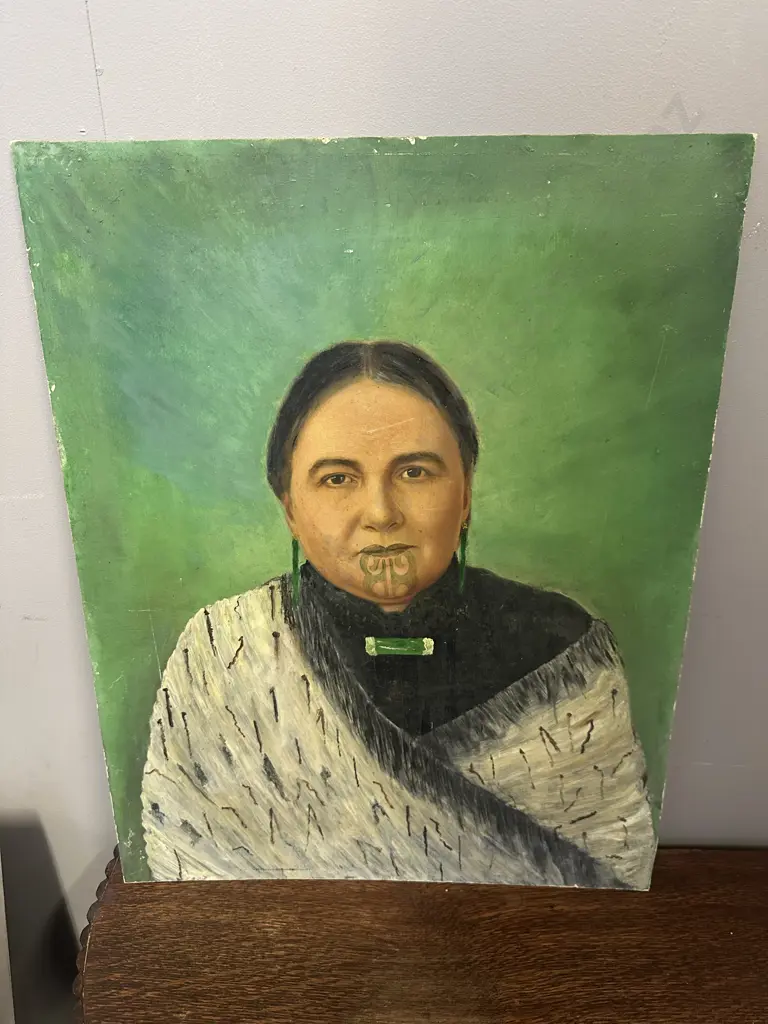 Original Artwork of a Maori Woman With Moko. 49 x 38cm Image 1++