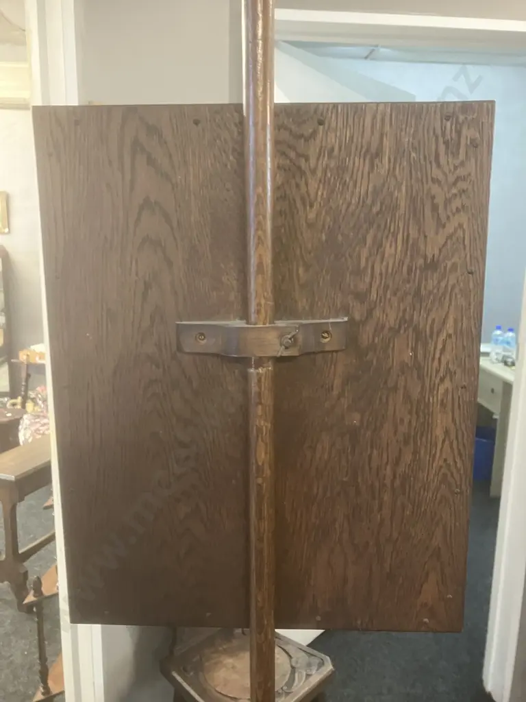 Antique Oak Pole Screen With Tapestry. H185cm Image 1++