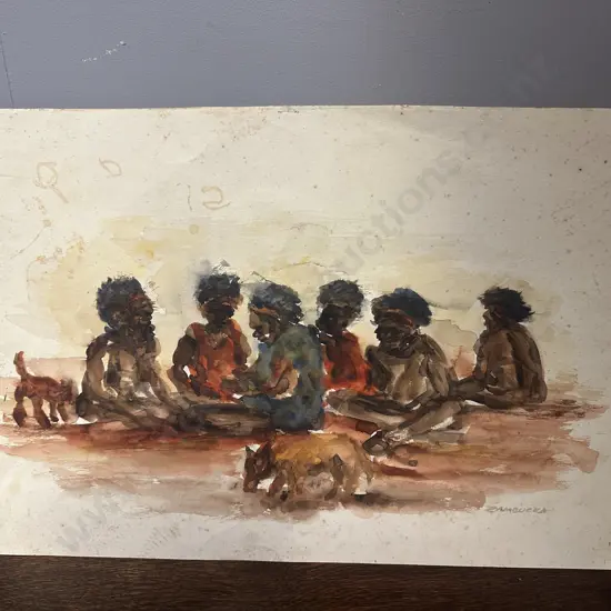 Zambucka Signed Watercolour Native Australians