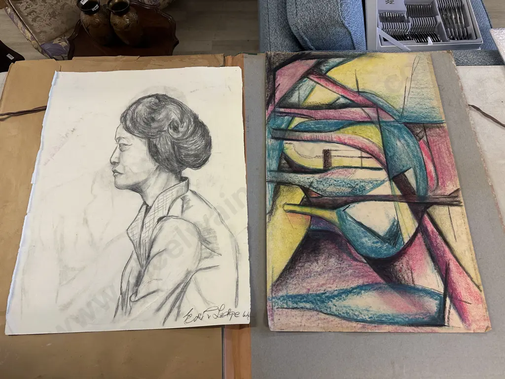 Portrait by Edith Lodge & Abstract Artwork With Art Folder Image 1++