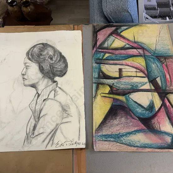 Portrait by Edith Lodge & Abstract Artwork With Art Folder