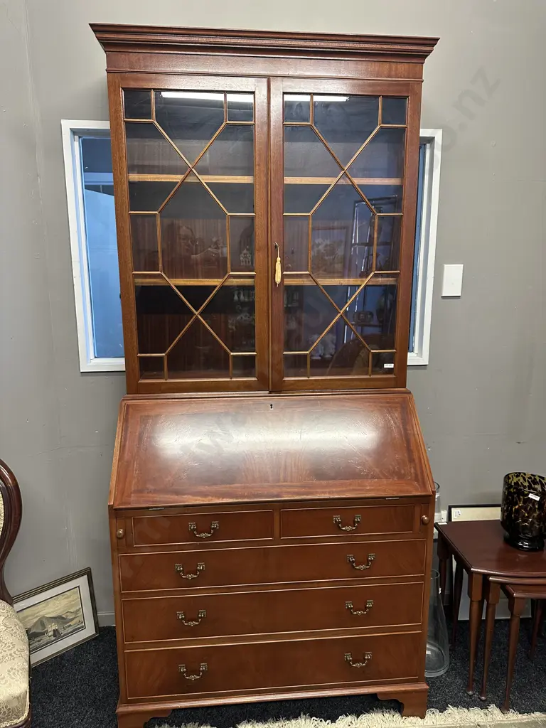 Antique Georgian Regency Style Mahogany Secretary / Bureau Bookcase. H204 W93 D50cm Image 1++
