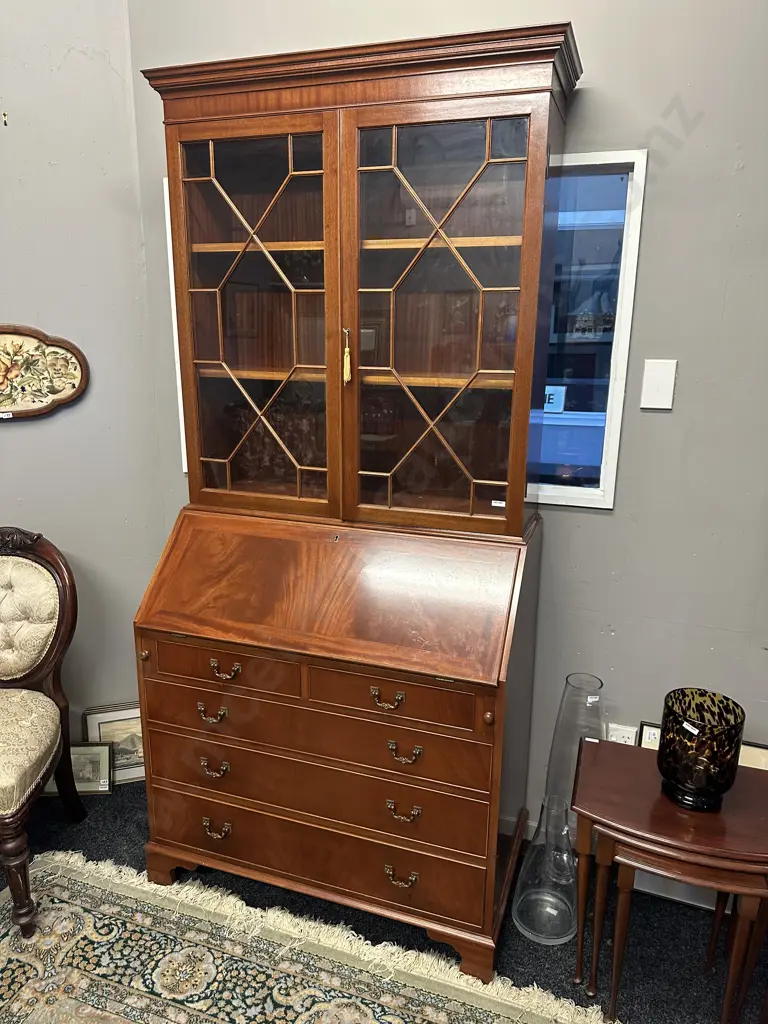 Antique Georgian Regency Style Mahogany Secretary / Bureau Bookcase. H204 W93 D50cm Image 1++
