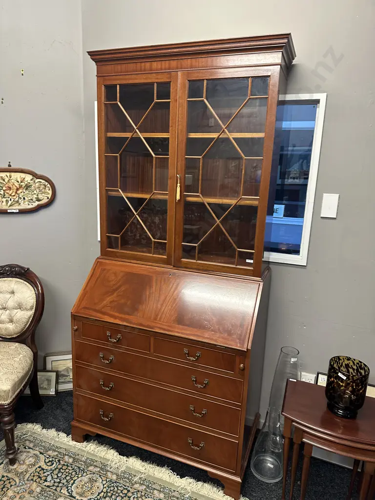 Antique Georgian Regency Style Mahogany Secretary / Bureau Bookcase. H204 W93 D50cm Image 1++