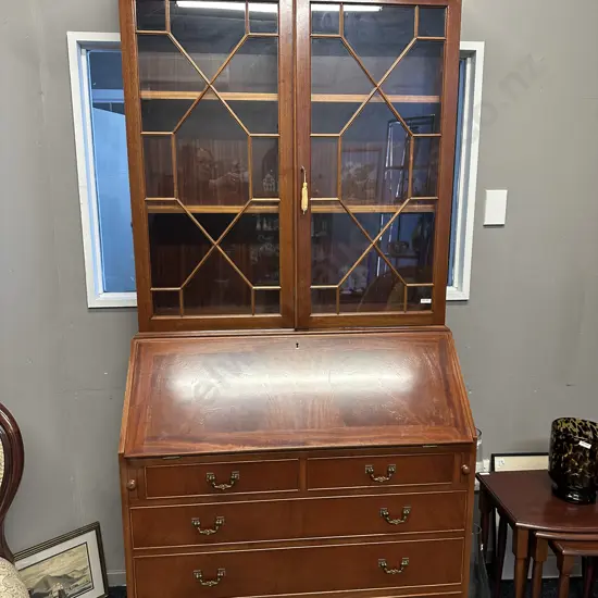Antique Georgian Regency Style Mahogany Secretary / Bureau Bookcase. H204 W93 D50cm