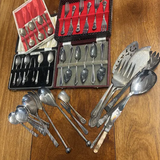 Selection Of Silverware Items Including Boxed