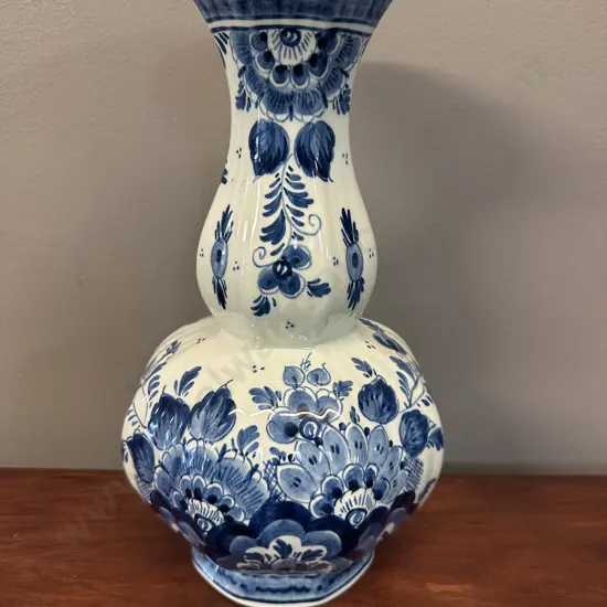 Vintage Hand Painted Delfts Vase H28cm.