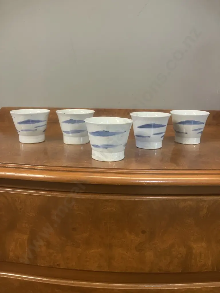 Set of Five Vintage Japanese Soba Choko (AF) Image 1++
