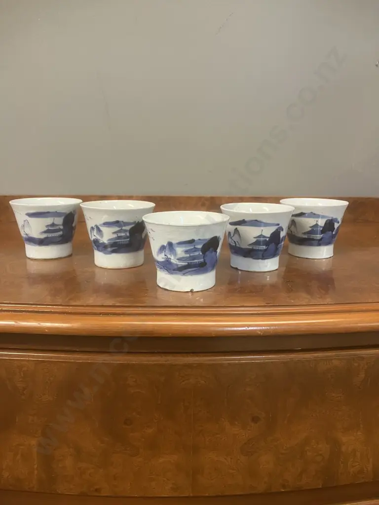 Set of Five Vintage Japanese Soba Choko (AF) Image 1++