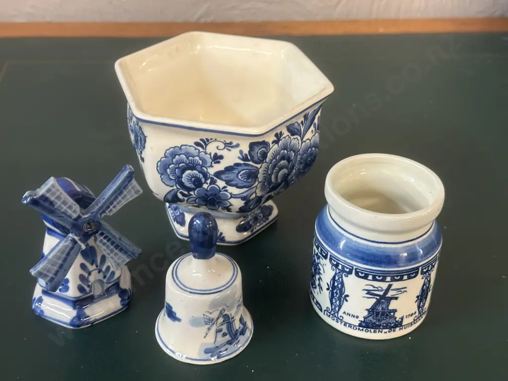 Selection Of Delft Ware Items Including Bell, Footed Dish Etc Image 1++