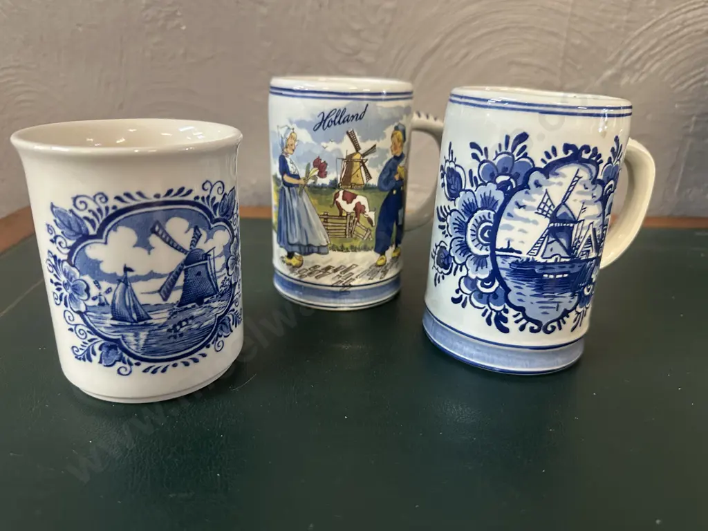 Delft Bleuw Coffee Mugs x2 With English Ironstone Delft Style Drinking Cup Image 1++