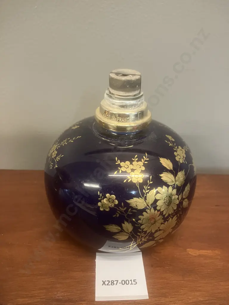 Vintage Limoges France Lampe Berger Fragrance Lamp - Blue & Gold Floral Pattern. H14cm Image 1++