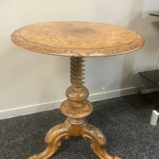 Antique Burr Walnut Marquetry Wine Table c1800's. 62 x 49cm