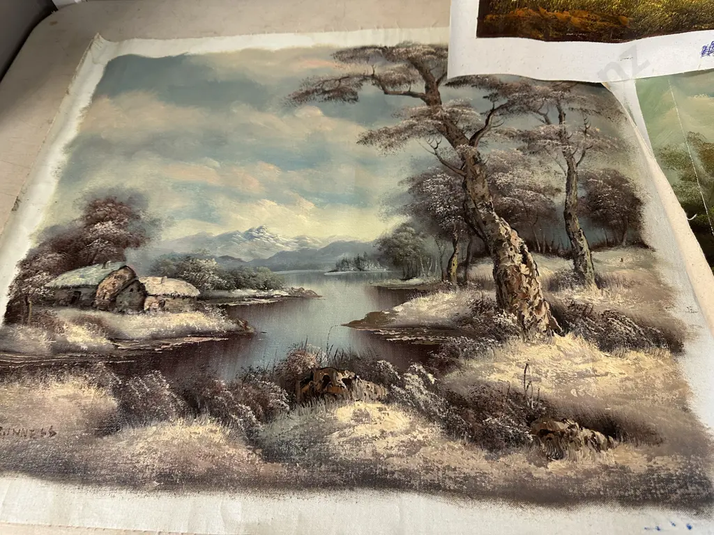 Three Unframed Oil Paintings Image 1++
