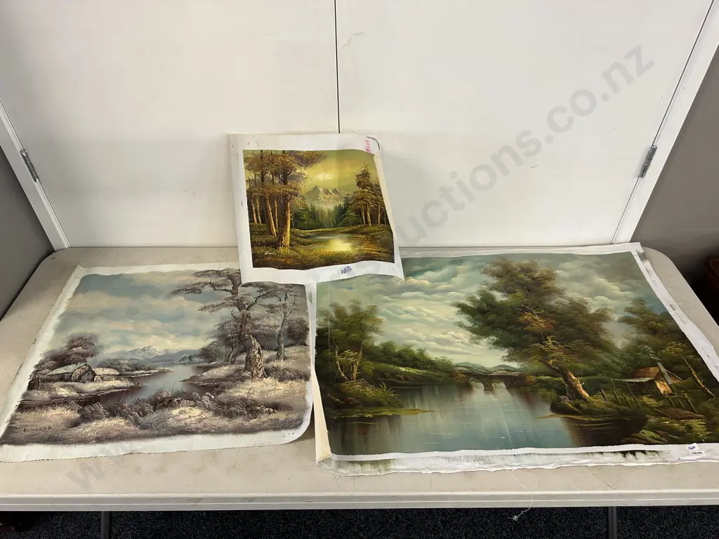 Three Unframed Oil Paintings Image 1++