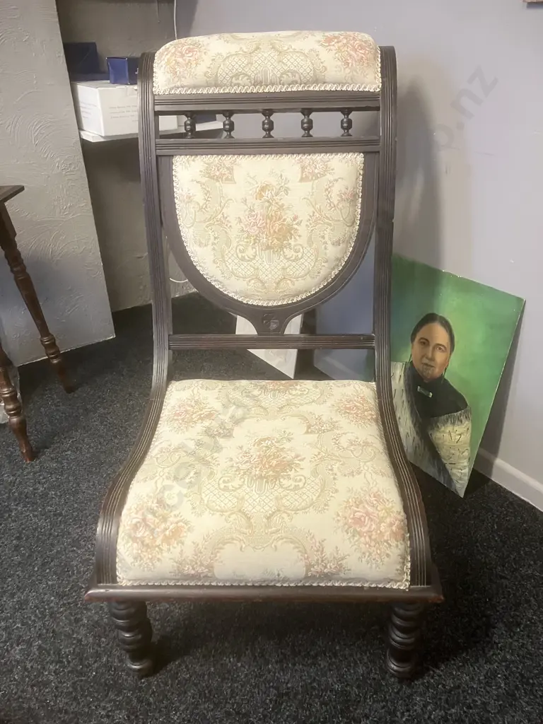 Victorian Antique Nursing Chair With Matching Braided Pouffe Image 1++
