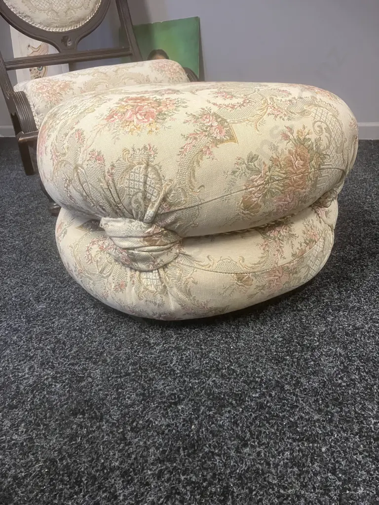 Victorian Antique Nursing Chair With Matching Braided Pouffe Image 1++