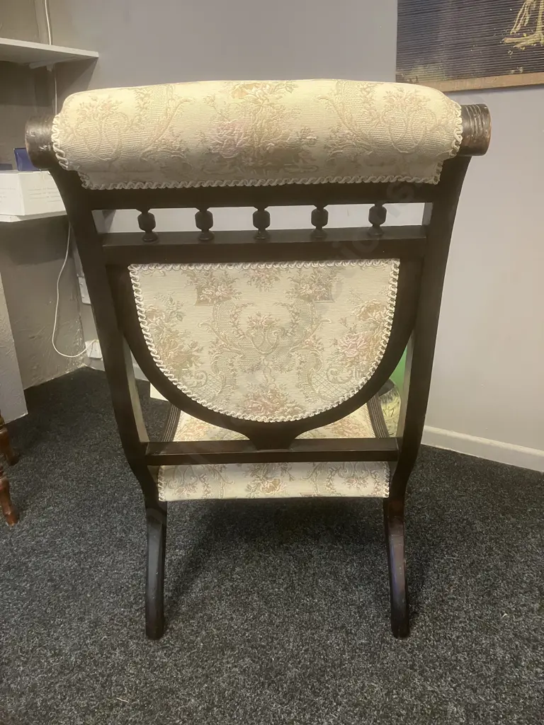 Victorian Antique Nursing Chair With Matching Braided Pouffe Image 1++