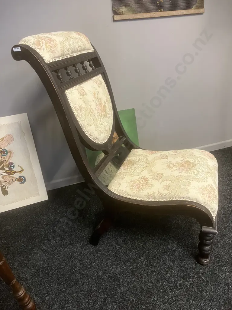 Victorian Antique Nursing Chair With Matching Braided Pouffe Image 1++