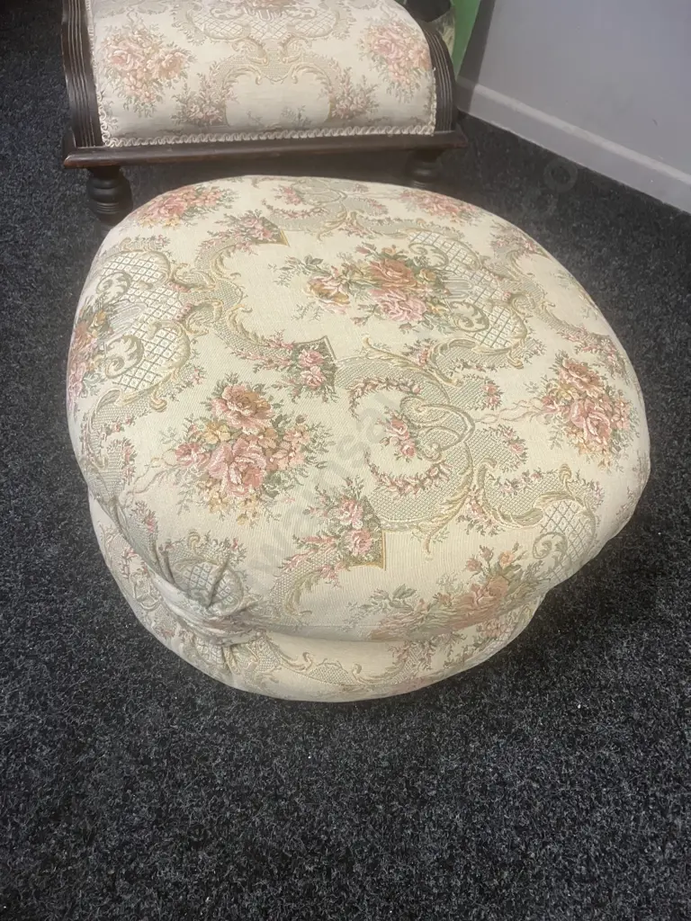 Victorian Antique Nursing Chair With Matching Braided Pouffe Image 1++