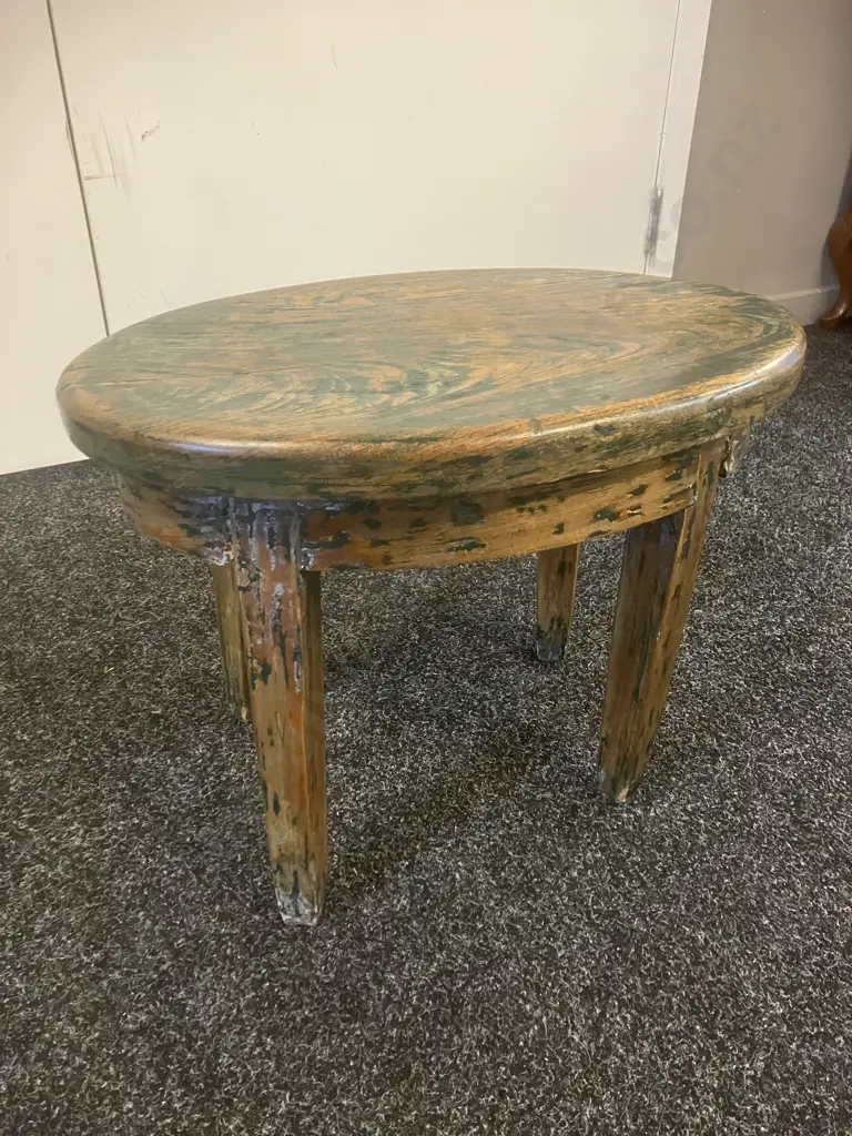 Antique Milking Stool. H35 W45 D31cm Image 1++