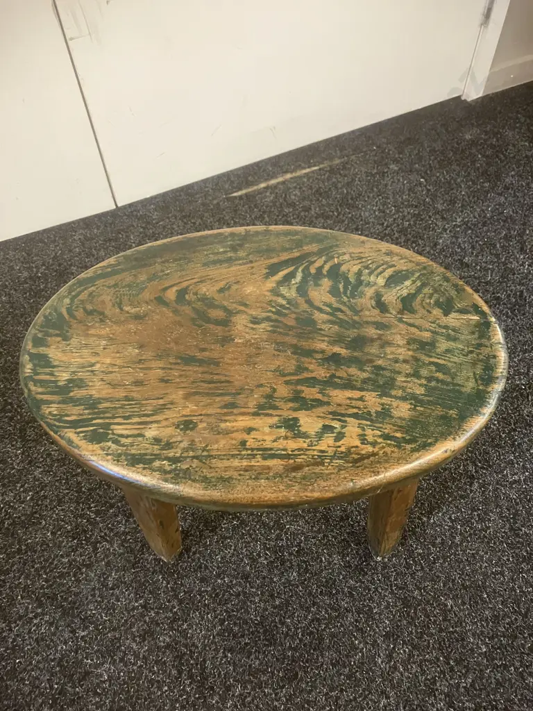 Antique Milking Stool. H35 W45 D31cm Image 1++