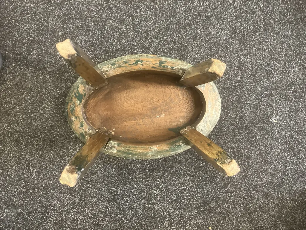 Antique Milking Stool. H35 W45 D31cm Image 1++